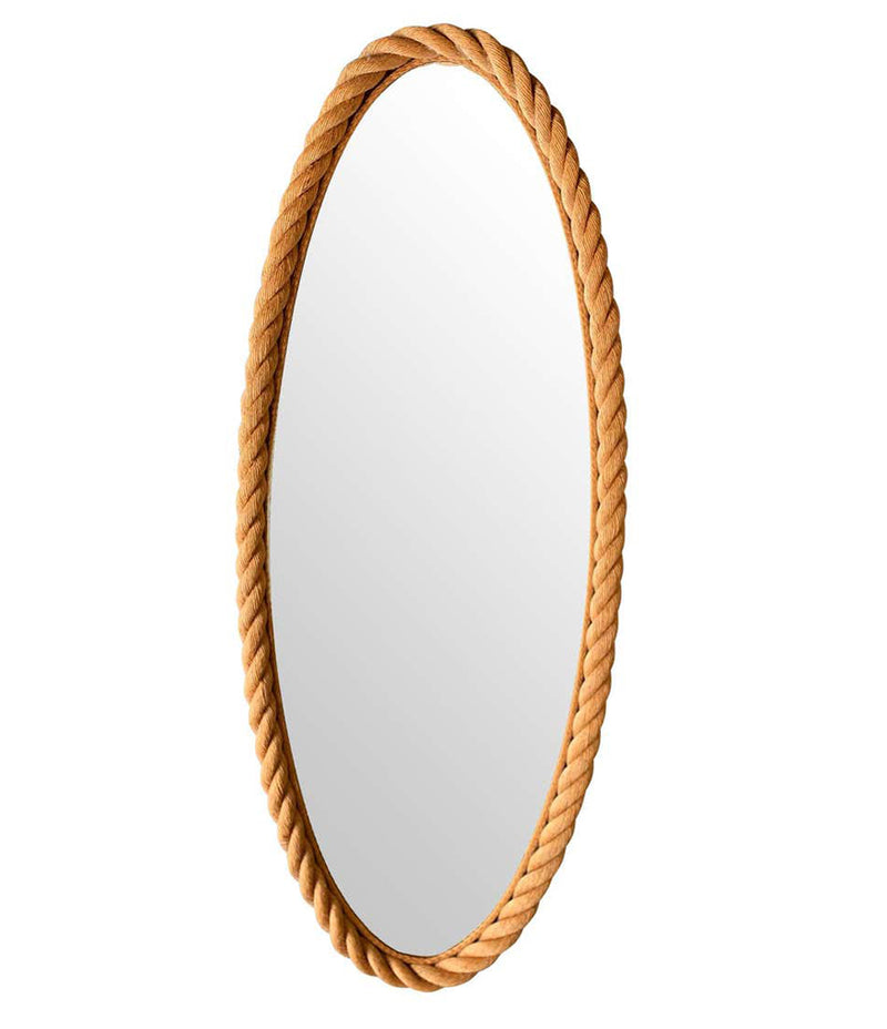 1950S FRENCH BY AND ROPE Ed LARGE MIRROR Butcher – AUDOUX OVAL RIVIERA MINET A
